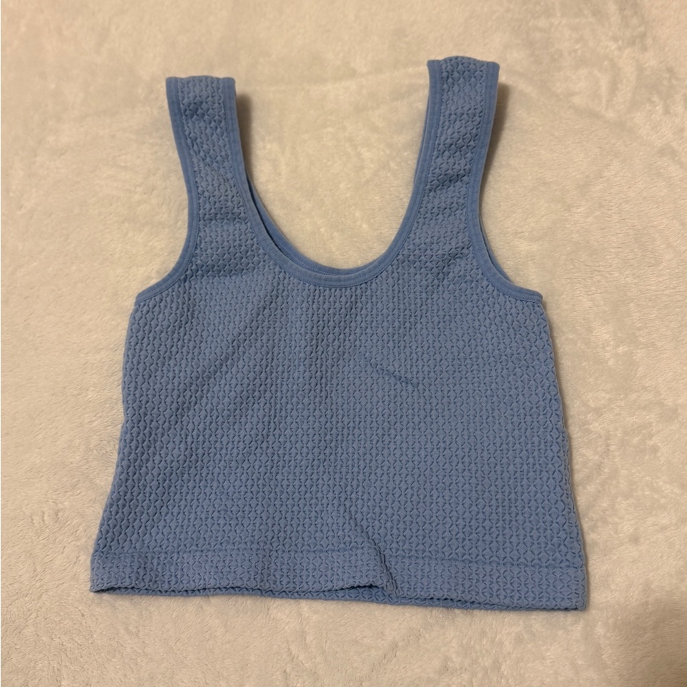 Blue Textured Women's Tank Top